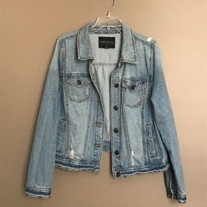 FOREVER 21 Plus Size Denim Jean Jacket Distressed 100% Cotton Size 2X